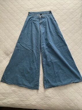 SHEIN Blue Wide-Leg Flare Denim Jeans for Women